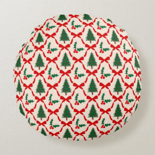Kerstboom & Bow Patroon Ronde Kussen