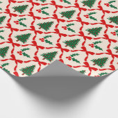 Kerstboom & Bow Pattern Wrapping Papierrol Cadeaupapier (Hoek)