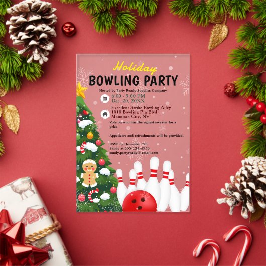 Kerstboom Bowling Feestje Acryl Uitnodigingen (Insity (Feestdagen))