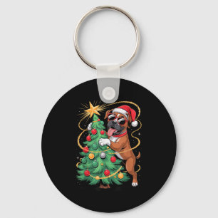 Kerstboom Boxer Dog Sungles Sleutelhanger