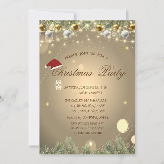 Kerstboom Branches Balls Kerstbedrijf Kaart (Voorkant)