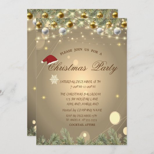 Kerstboom Branches Balls Kerstbedrijf Kaart (Voorkant / Achterkant)