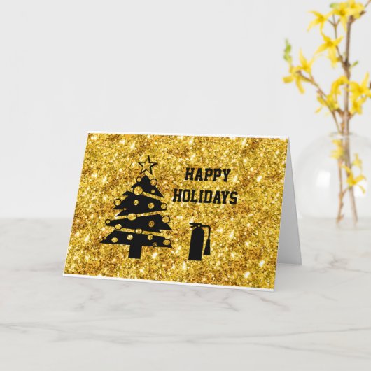 Kerstboom & Brandblusser Kerstkaart Kaart (Gele Bloem)