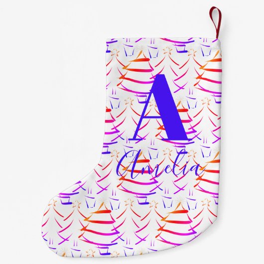 Kerstboom, Bright Monogram naam Kleine Kerstsok (Achterkant)