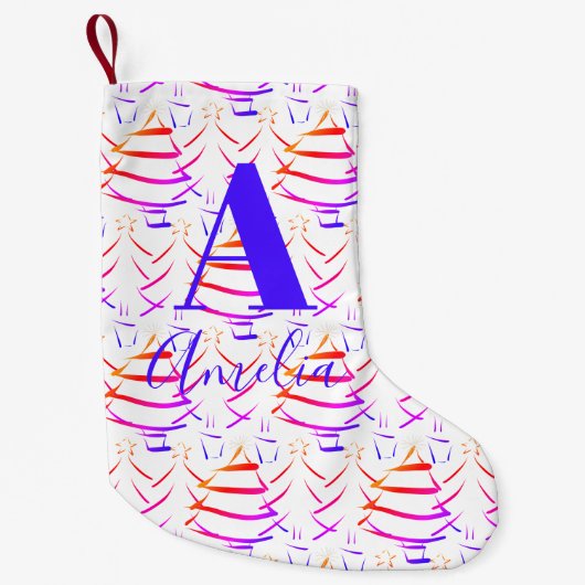 Kerstboom, Bright Monogram naam Kleine Kerstsok (Voorkant)