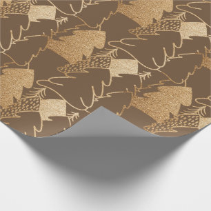 kerstboom Bronze Gold Fancy glitterhout Cadeaupapier