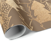 kerstboom Bronze Gold Fancy glitterhout Cadeaupapier (Rol Hoek)