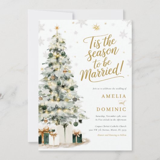 Kerstboom bruiloft kaart (Voorkant)