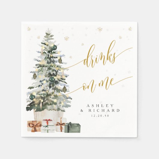 Kerstboom Bruiloft Servetten (Voorkant)