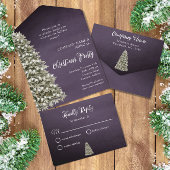 Kerstboom Bruin Navy Company Vakantie Partij All In One Uitnodiging