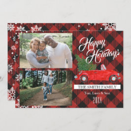 Kerstboom Buffalo Plaid Foto Kerst Kaart