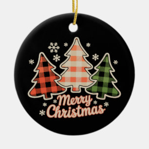 Kerstboom Buffalo Plaid Kerst Vakantie Keramisch Ornament