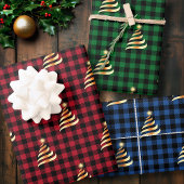 Kerstboom Buffalo Plaid Rood Groen Blauw Inpakpapier Vel