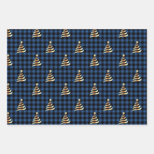 Kerstboom Buffalo Plaid Rood Groen Blauw Inpakpapier Vel (Voorkant 3)