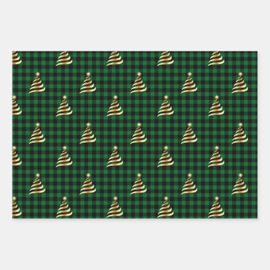Kerstboom Buffalo Plaid Rood Groen Blauw Inpakpapier Vel (Voorkant 2)