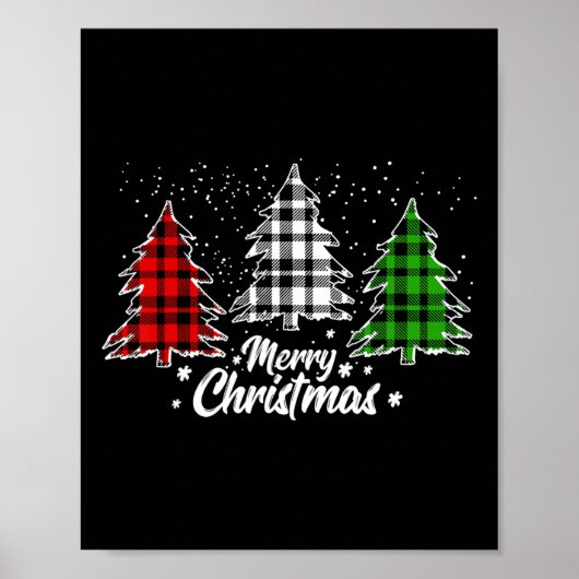 Kerstboom Buffalo Pset Red White Green Xmas Poster (Voorkant)