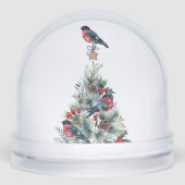 Kerstboom, Bulfinch, Kerstman, Vrolijk Kerstfeest Sneeuwbol (Voorkant)