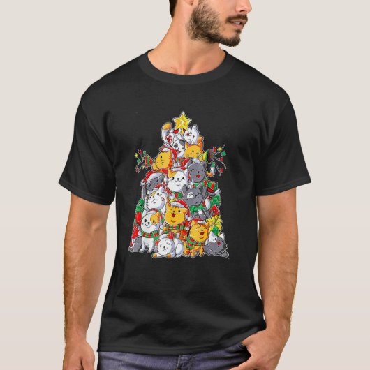 Kerstboom Ca Prettig Katmas T-shirt (Voorkant)