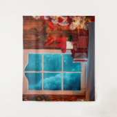 Kerstboom Cabine winter Xmas Achtergrond Wandkleed (Voorkant)