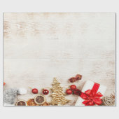 Kerstboom, Cadeau houtextuurVakantie Cadeaupapier (Vlak)