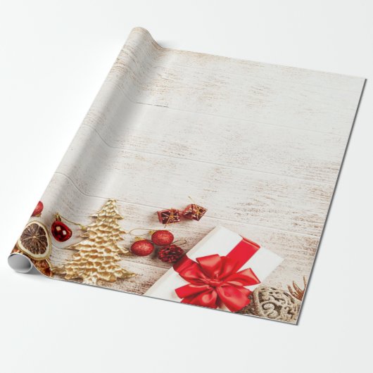 Kerstboom, Cadeau houtextuurVakantie Cadeaupapier (Uitgerold)