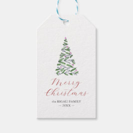 Kerstboom cadeau Labels Elegante Waterverf Cadeaulabel