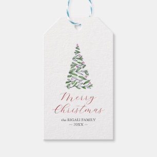 Kerstboom cadeau Labels Elegante Waterverf Cadeaulabel