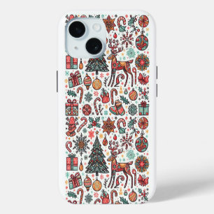 Kerstboom Cadeau Patroon iPhone 15 Hoesje