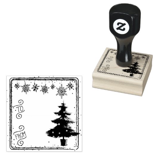 Kerstboom Cadeaubijschrift Stempel Van Tot (Gestempeld)