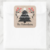 Kerstboom cadeaubijsluiter in landelijke stijl vierkante sticker (Tas)