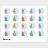 Kerstboom Cadeaublaadje Ronde Sticker (Vel)