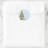 Kerstboom Cadeaublaadje Ronde Sticker (Tas)