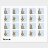 Kerstboom Cadeaublaadje Vierkant Sticker (Vel)