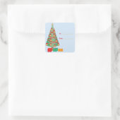 Kerstboom Cadeaublaadje Vierkant Sticker (Tas)