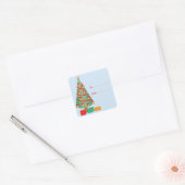 Kerstboom Cadeaublaadje Vierkant Sticker (Envelop)