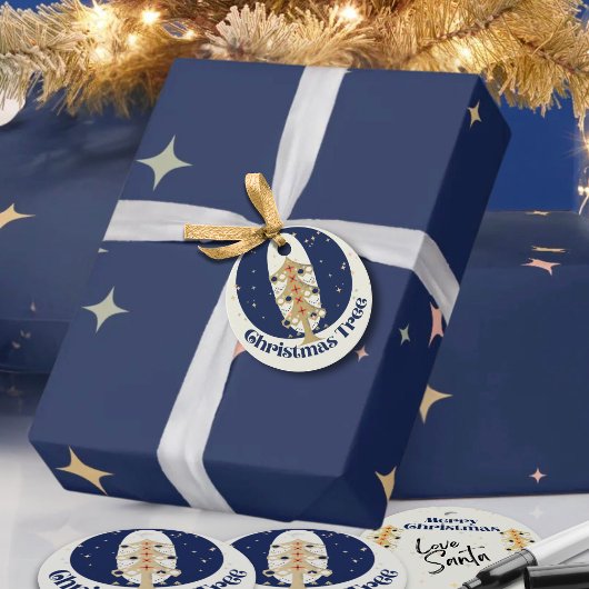 Kerstboom cadeaublaadjes bedankjes labels