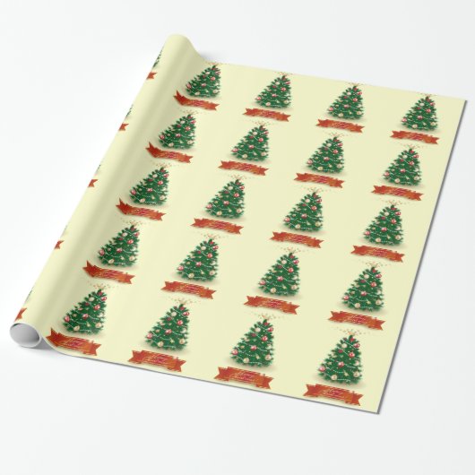kerstboom cadeaupapier (Uitgerold)