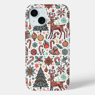 Kerstboom cadeaupatroon iPhone 15 Hoesje