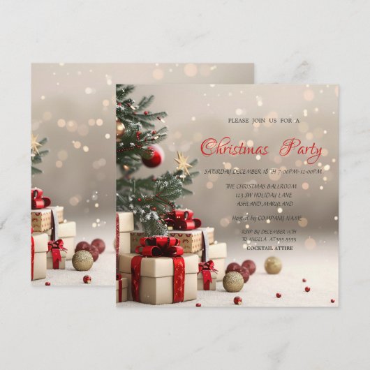 Kerstboom Cadeaus Bokeh Corporate Christmas Kaart (Voorkant / Achterkant)