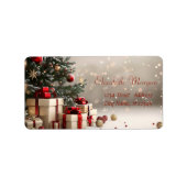 Kerstboom Cadeaus Bokeh Etiket (Voorkant)