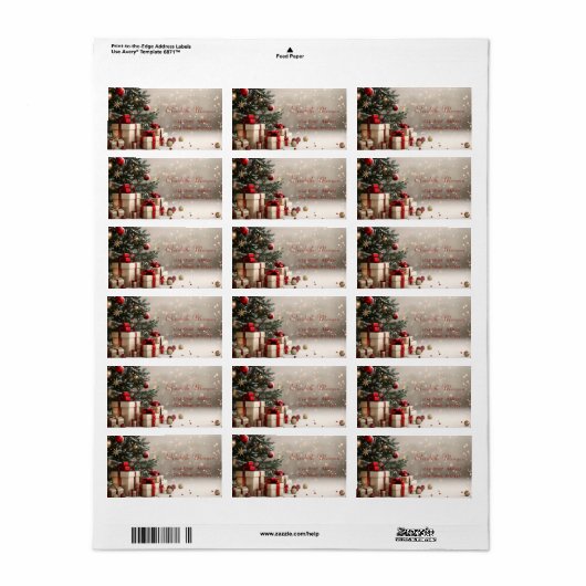 Kerstboom Cadeaus Bokeh Etiket (Full Sheet)