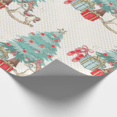 Kerstboom, cadeaus en rotspaard cadeaupapier (Hoek)