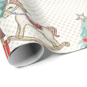 Kerstboom, cadeaus en rotspaard cadeaupapier (Rol Hoek)