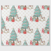 Kerstboom, cadeaus en rotspaard cadeaupapier (Vlak)