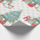 Kerstboom, cadeaus en rotspaard cadeaupapier (Hoek)