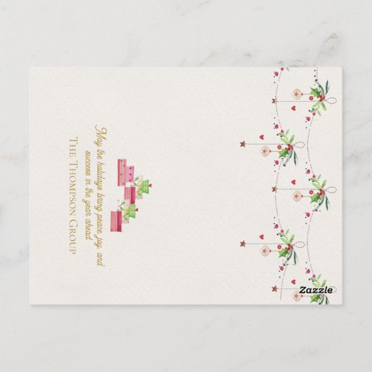 Kerstboom & Cadeaus Feestelijke Corporate Holiday Briefkaart (Achterkant)