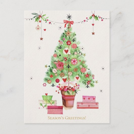 Kerstboom & Cadeaus Feestelijke Corporate Holiday Briefkaart (Voorkant)