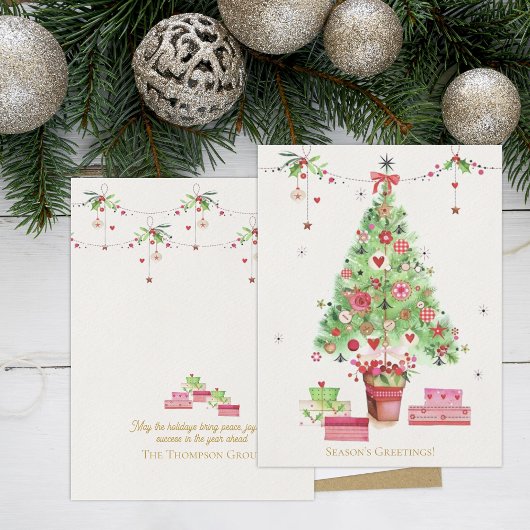 Kerstboom & Cadeaus Feestelijke Corporate Holiday Briefkaart