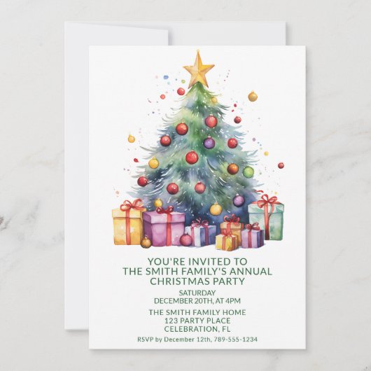 Kerstboom Cadeaus Groene Feest Kaart (Voorkant)