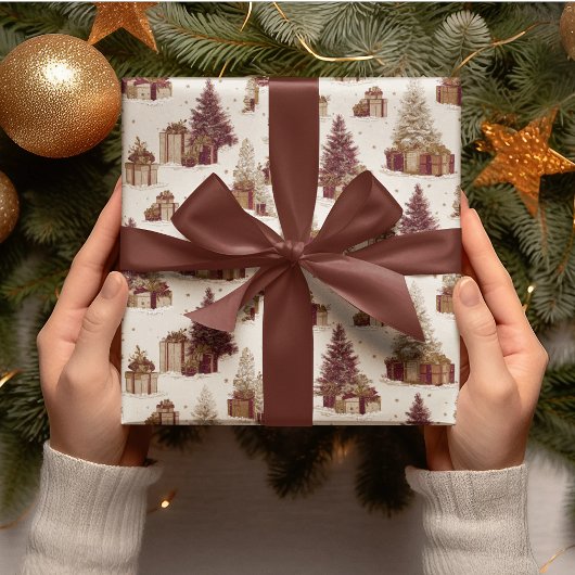 Kerstboom & Cadeaus Inpakpapier Vintage